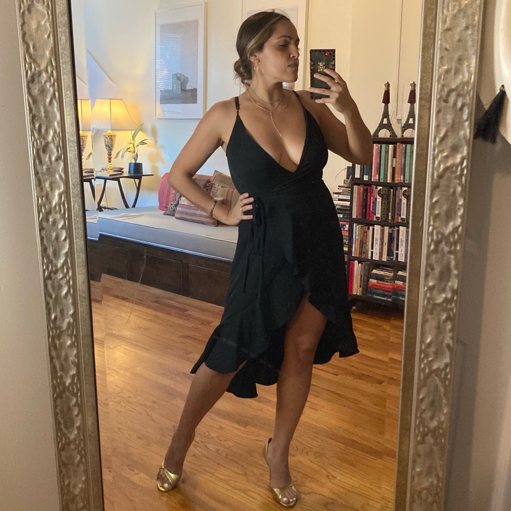 Amanda Uprichard black crossover dress size S